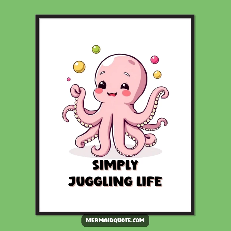 Funny Octopus Pearl Juggling Digital Art - Instant Whimsy for Your Walls!