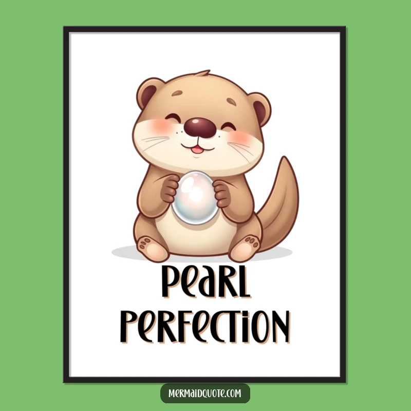 Funny Otter & Pearl Digital Art - Whimsical Decor & Instant Delightful Gift