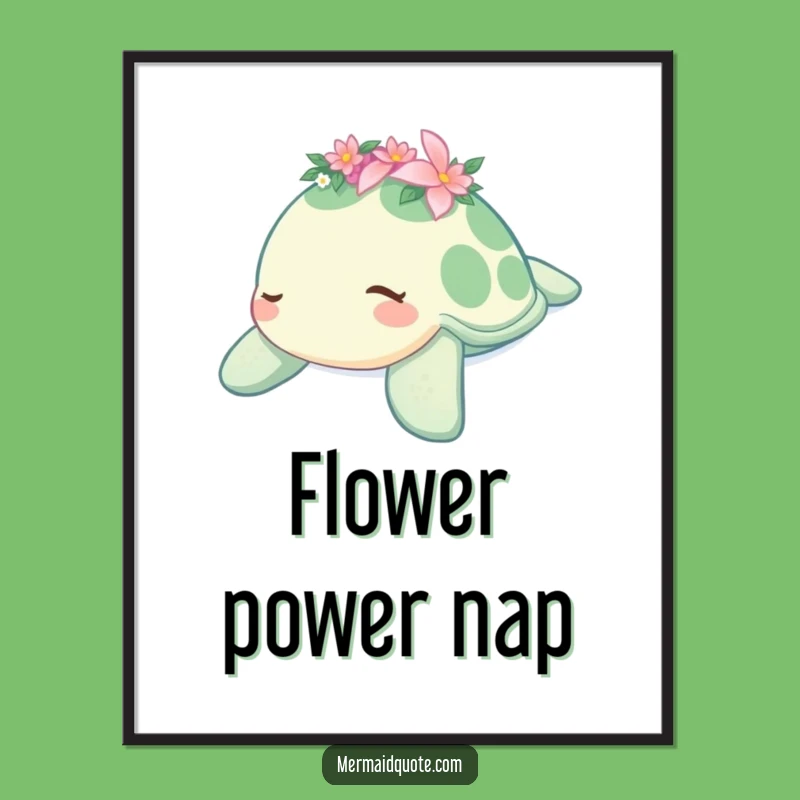 Funny Sleepy Turtle Art Print - Instant Peaceful Decor Gift!