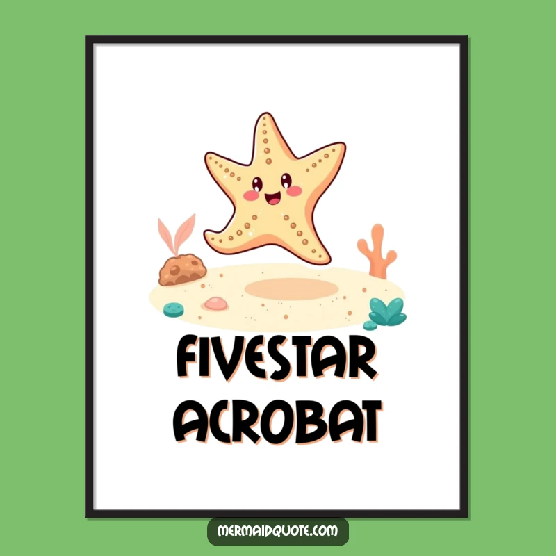Funny Starfish Cartwheel Digital Art: Ocean Fun, Instant Funny Decor