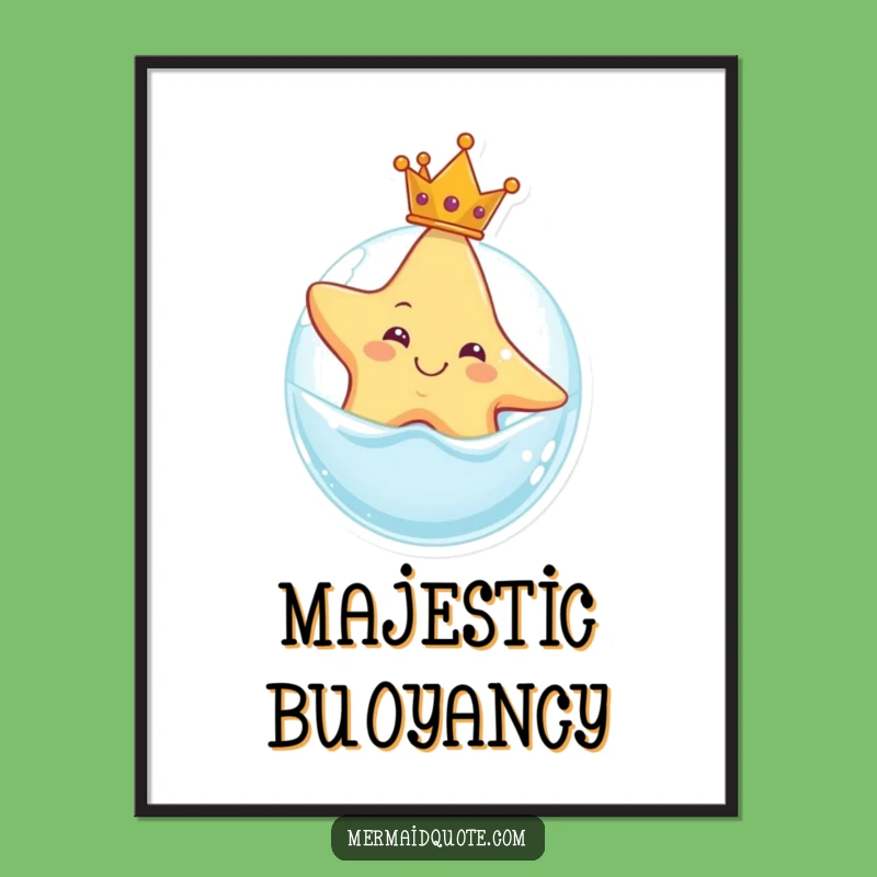 Funny Starfish Crown Bubble Digital Print: Instant Royal Charm, Perfect Funny Gift