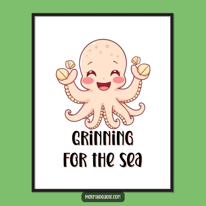 Funny Octopus Shell Art Print - Instant Humorous Decor Gift!