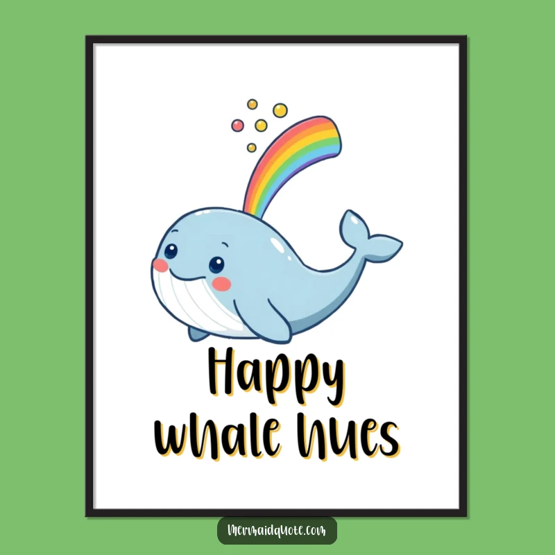 Funny Whale Digital Art: Rainbow Spout Decor Gift Download