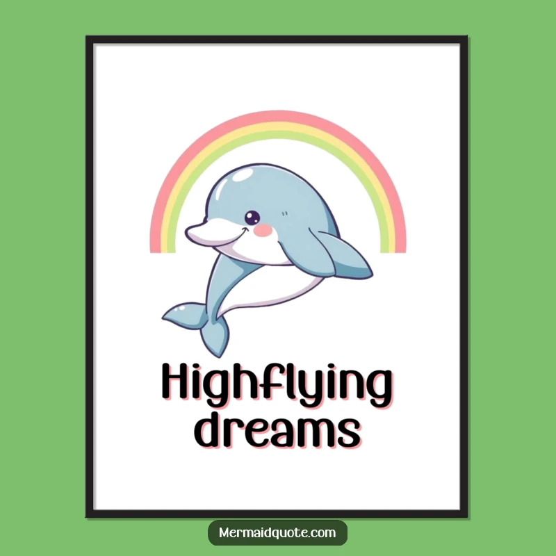 Funny Dolphin Rainbow Digital Art: Leaping Joy, Instant Funny Decor