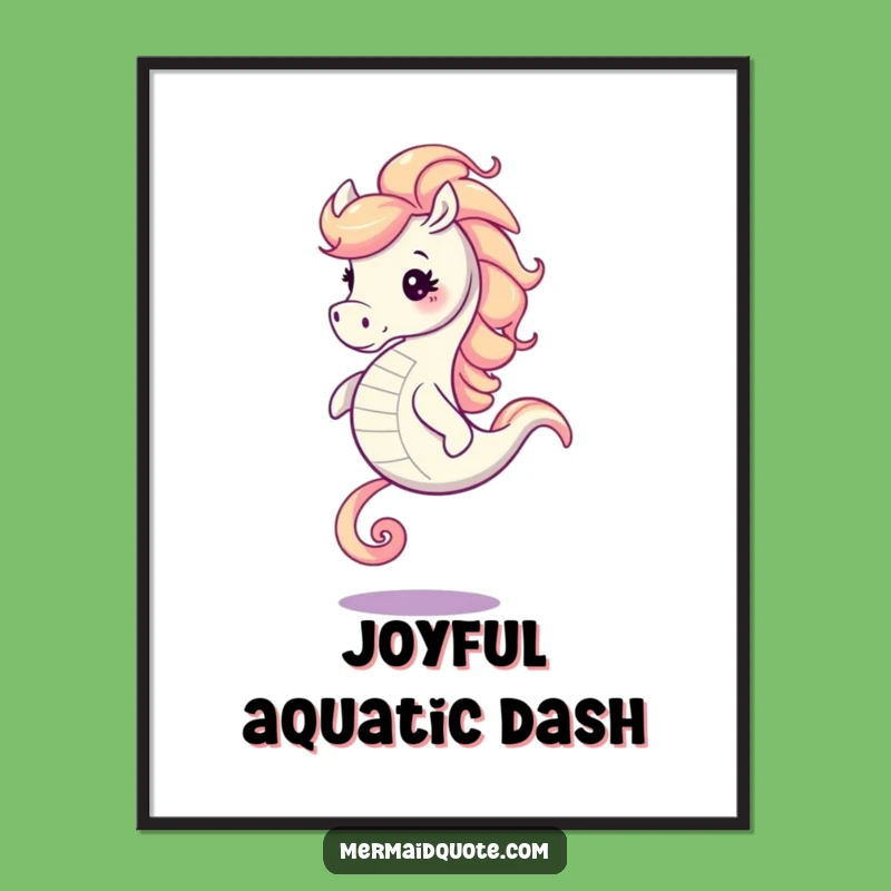 Funny Seahorse Digital Art: Galloping Swirling Mane Decor Gift Download