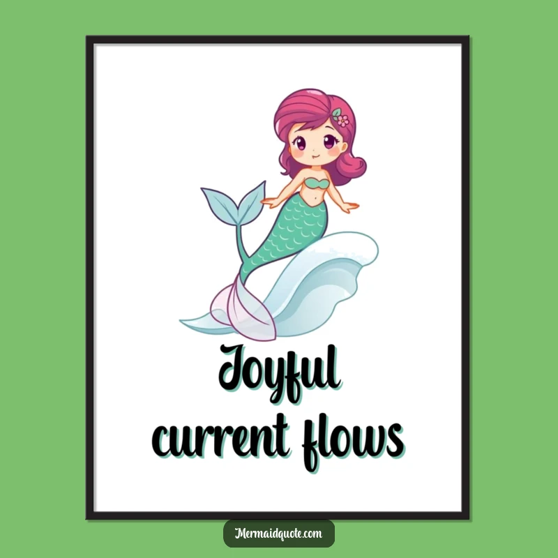 Funny Mermaid Wave Rider Digital Art - Joyful Ocean Downloadable Print