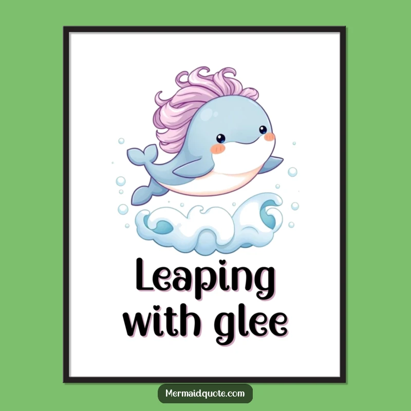 Joyful Baby Whale Leap Digital Art Print: Instant Funny and Whimsical Decor