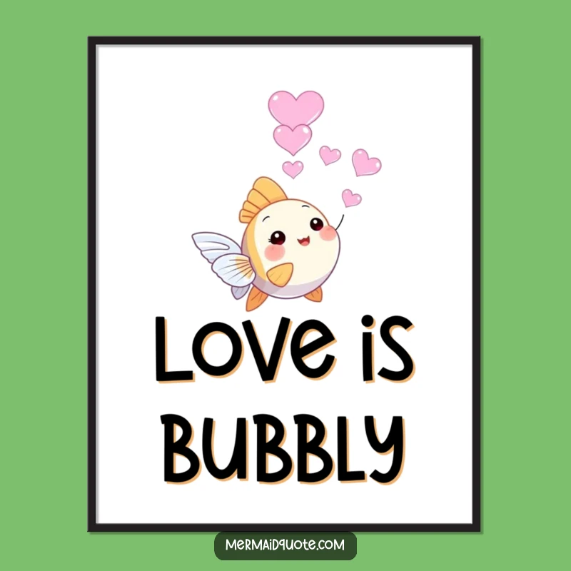 Funny Angelfish Heart Bubble Digital Art - Instant Romantic Download for Cute Decor