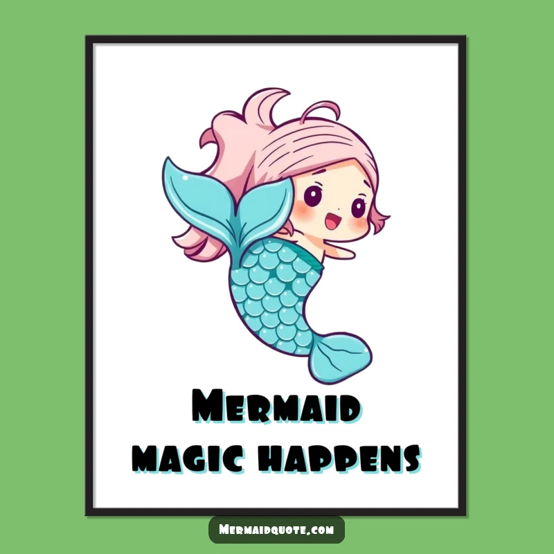 Funny Mermaid Tail Digital Art: Instant Joyful Decor Gift Download