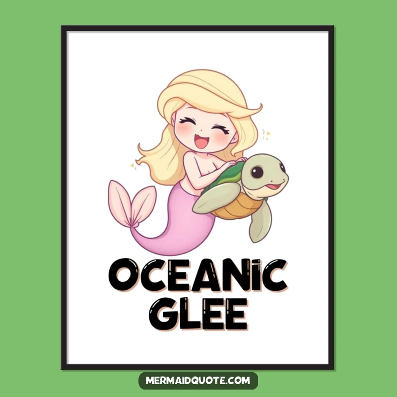 Funny Mermaid Digital Art - Laughing Turtle Ocean Decor