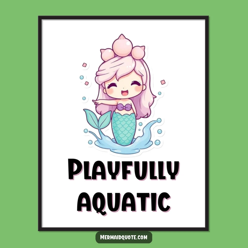 Funny Mermaid Splashing Water Digital Art: Instant Ocean Decor!