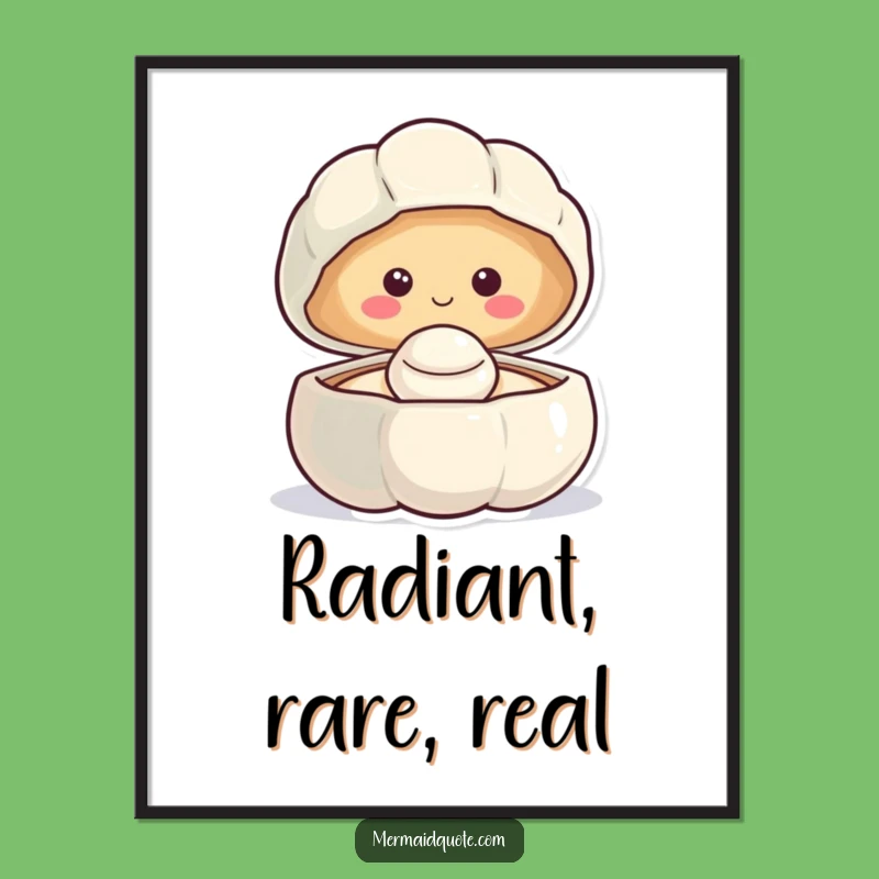 Funny Smiling Clam Pearl Digital Print: Instant Ocean Joy Download