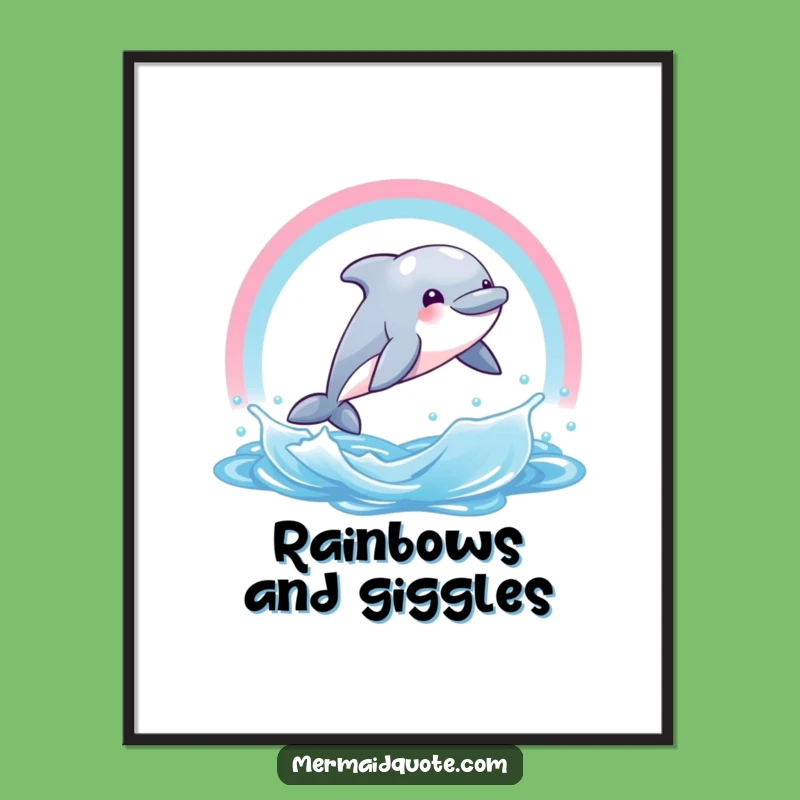 Funny Dolphin Rainbow Digital Art - Joyful Decor & Instant Hilarious Gift