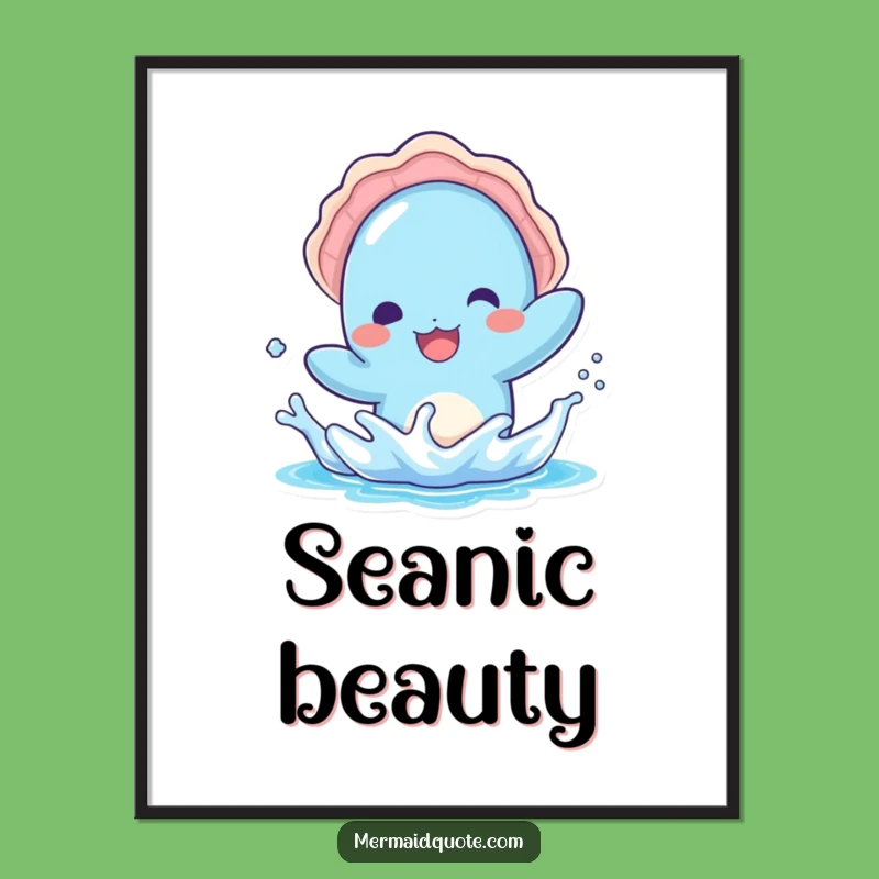 Funny Kawaii Blue Creature Digital Art - Instant Playful Splash Print