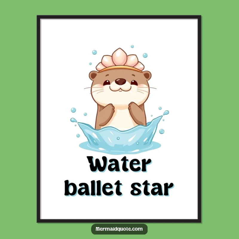 Kawaii Otter Splash Digital Art Print: Instant Adorable and Funny Decor