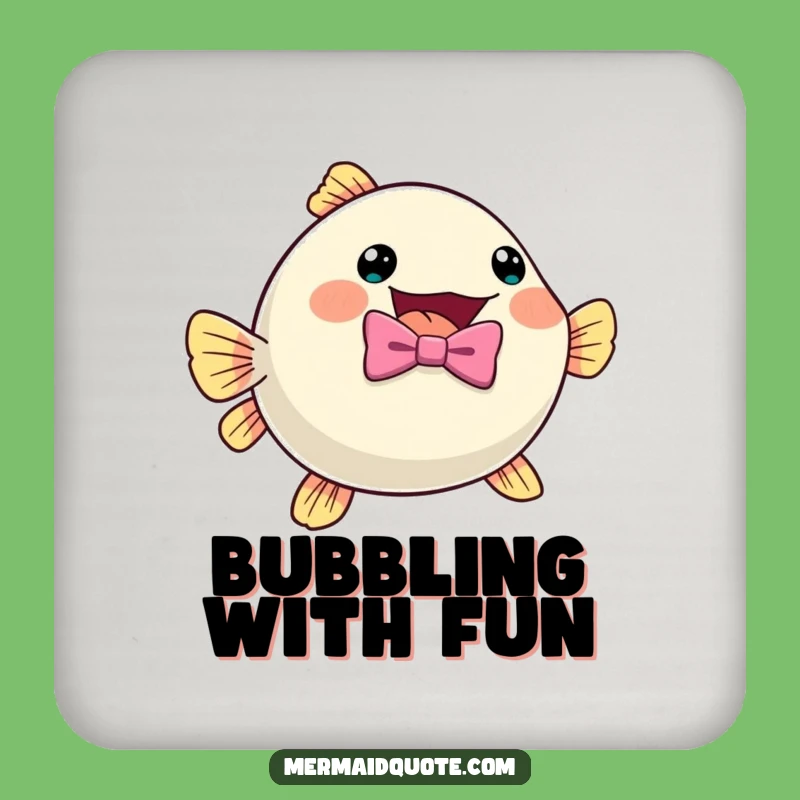 Funny Pufferfish Coaster Set: Bow Tie Excitement Protection Gift