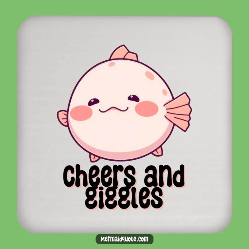 Funny Pufferfish Drink Coaster: Protect Surfaces With Shy Ocean Humor!