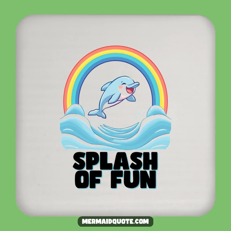 Funny Dolphin Rainbow Coaster: Protect Surfaces with Ocean Joy