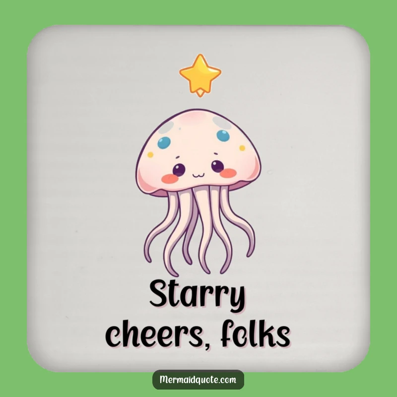 Funny Jellyfish Star Reach Coaster Set: Protect Surfaces with Whimsical Charm Gift