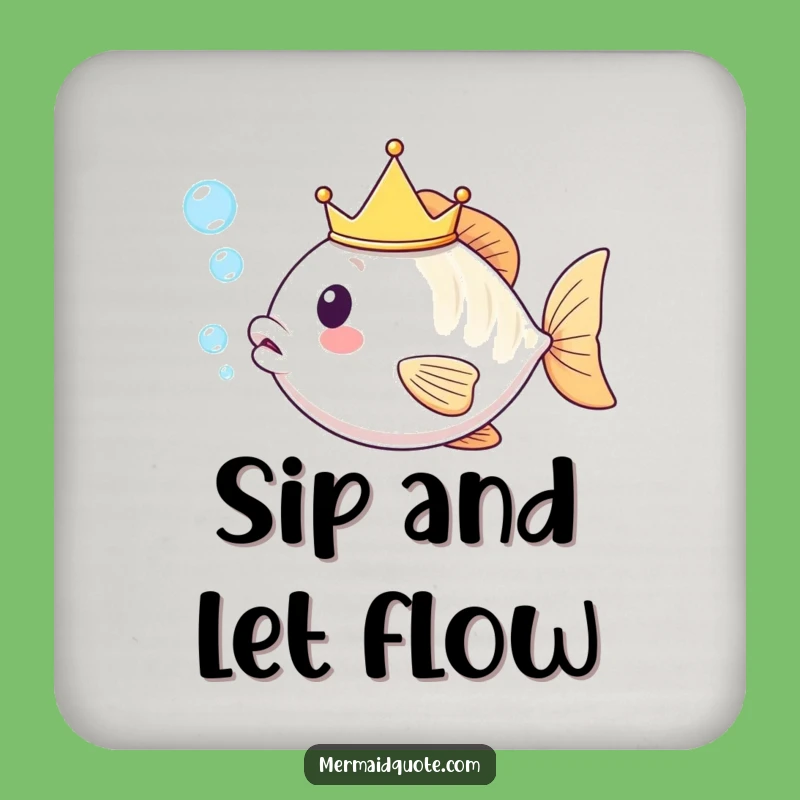 Funny Kawaii Fish Crown Coaster: Protect Surfaces with Royal Bubbles