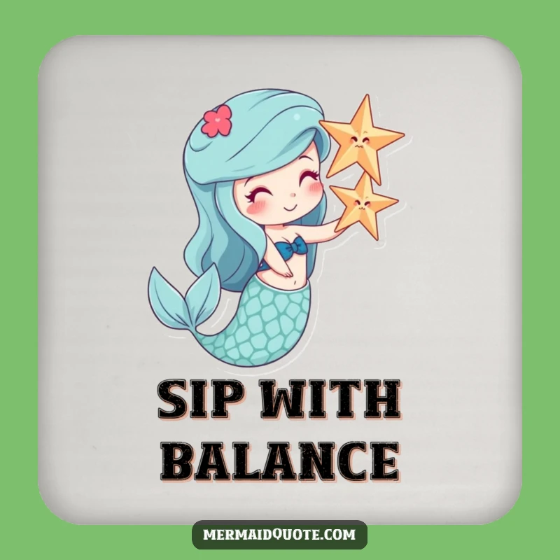 Funny Mermaid Starfish Balance Coaster - Hilarious Drink Protection Gift Set