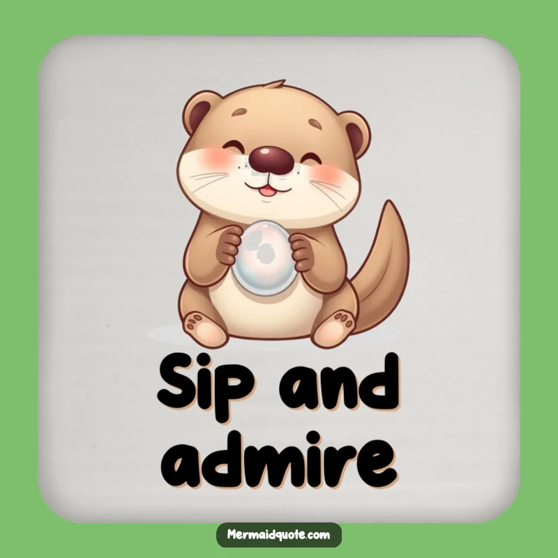 Funny Otter & Pearl Coaster - Protect Surfaces with Delightful Humor