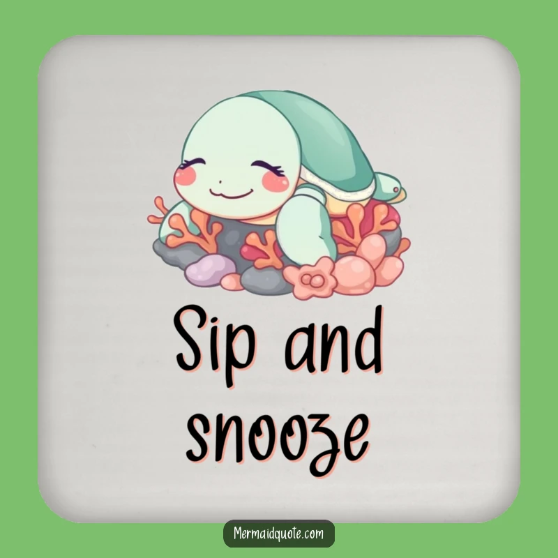 Funny Sleeping Turtle Drink Coaster - Relaxing Table Decor
