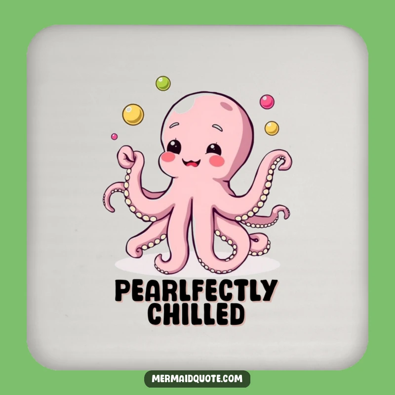 Funny Octopus Pearl Juggling Coaster - Protect Surfaces with Humor!