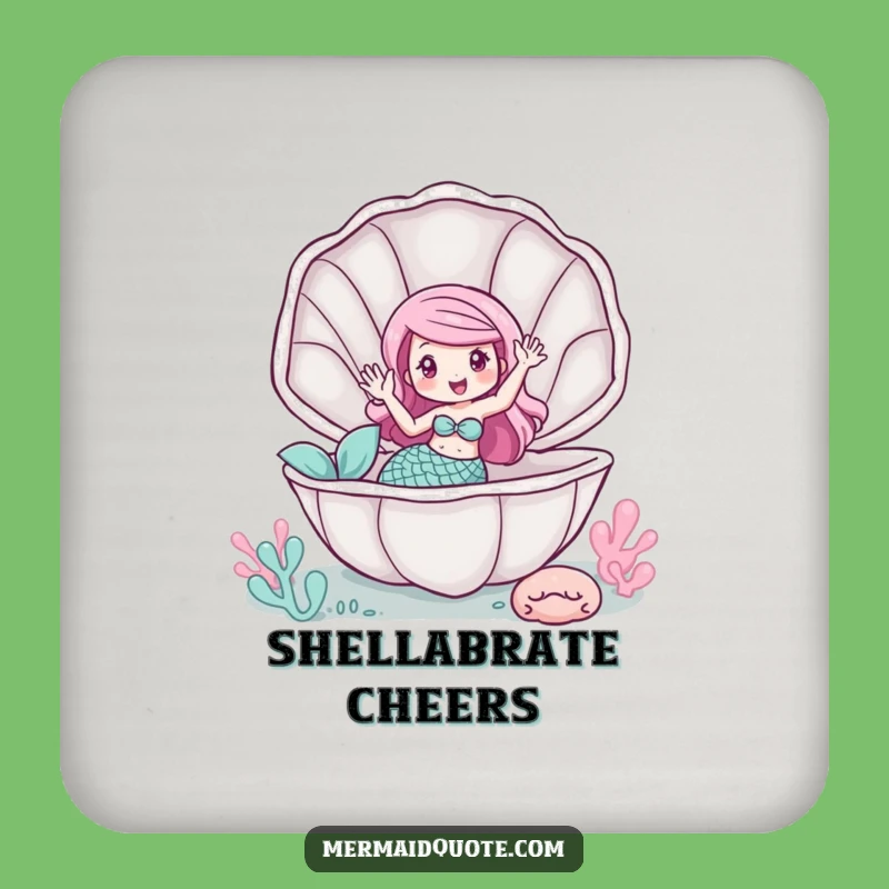 Funny Mermaid Clam Wave Coaster - Whimsical Drink Protection Gift