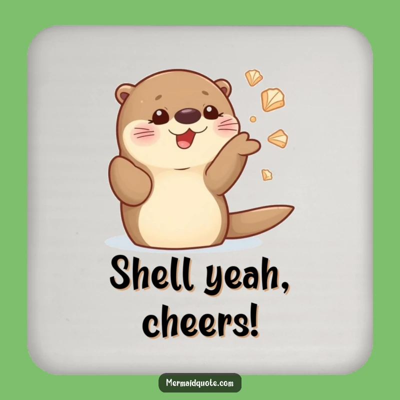 Funny Sea Otter Juggling Seashells Coaster Set: Protect Surfaces with Hilarious Charm Gift