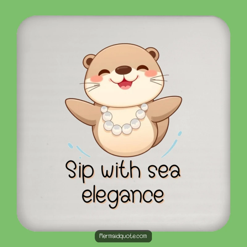 Funny Happy Sea Otter Pearl Coaster: Stylish Joyful Protection