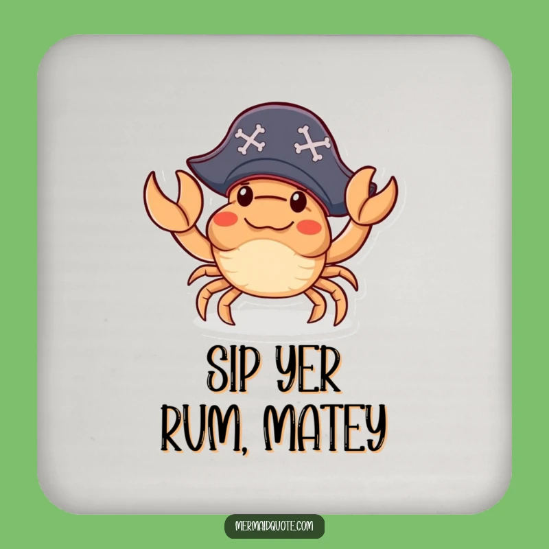 Funny Crab Pirate Drink Coaster: Protect Surfaces With Nautical Humor!