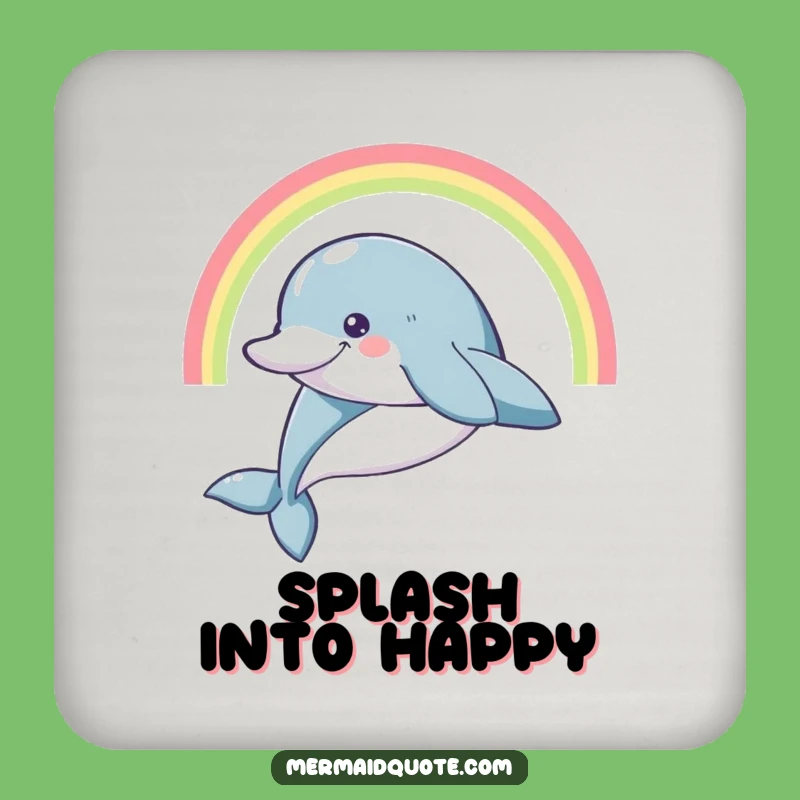 Funny Dolphin Rainbow Drink Coaster: Leaping Joy, Protects Surfaces
