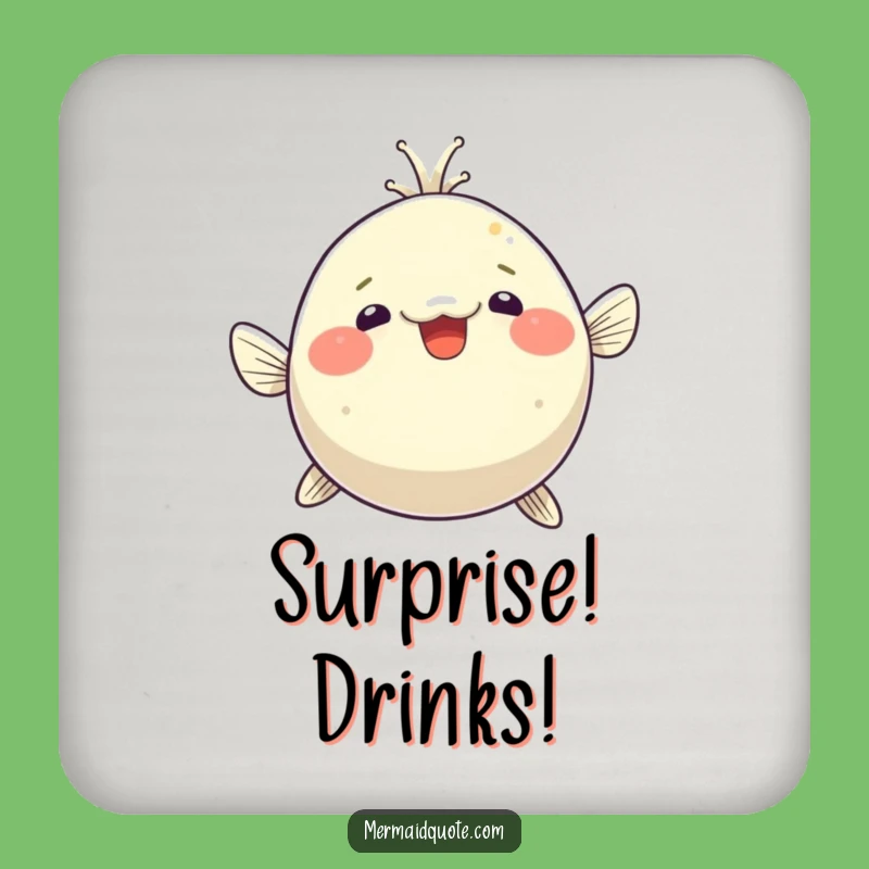 Funny Pufferfish Surprise Coaster Set - Hilarious Marine Protection for Your Surfaces