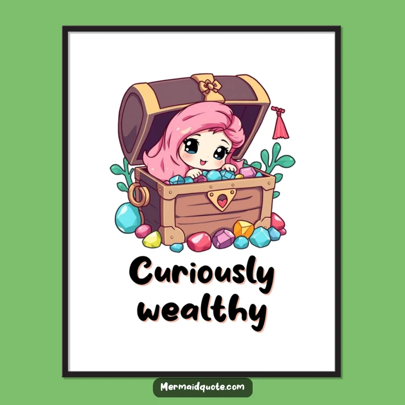 Funny Mermaid Gaze Poster: Treasure Awaits, Inspiring Wall Art Funny Gift!