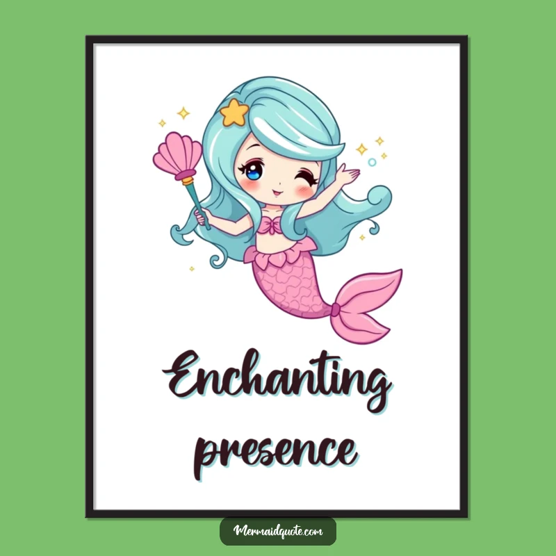 Funny Mermaid Magic Wand Poster - Enchanting Wall Art Gift for Decor