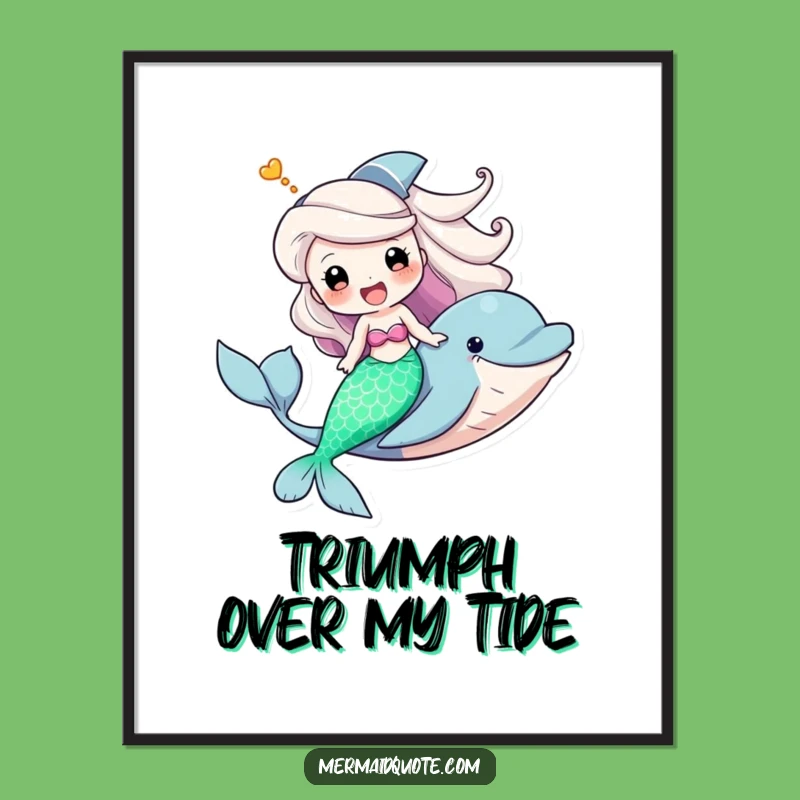 Funny Mermaid Dolphin Triumph Poster - Hilarious Nautical Wall Art Gift