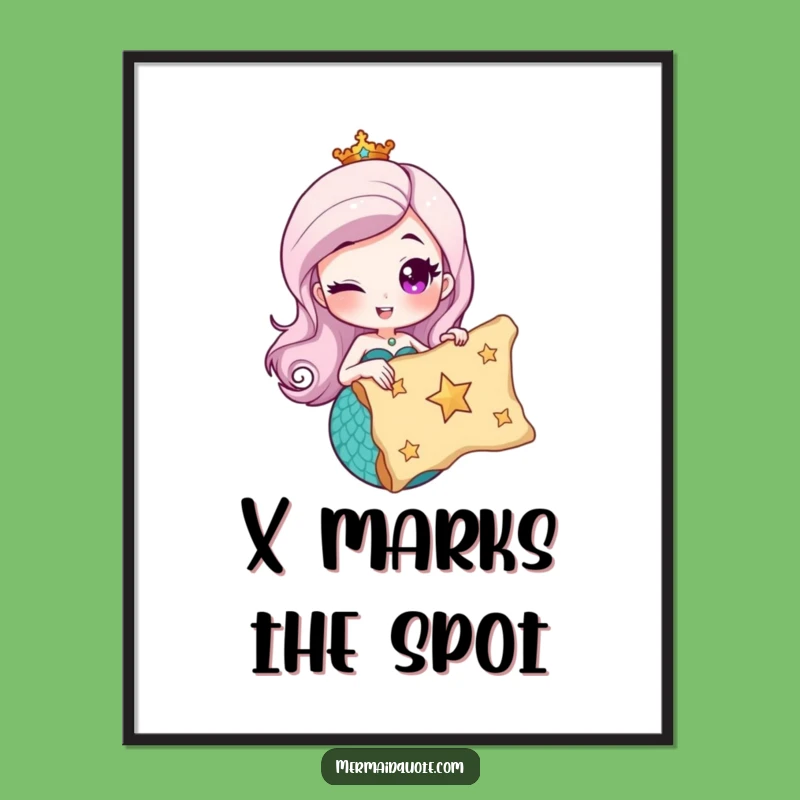 Funny Mermaid Treasure Map Poster - Hilarious Wall Art & Adventurer Gift