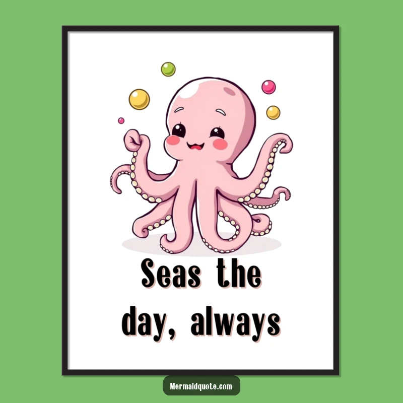 Funny Octopus Pearl Juggling Poster - Whimsical Wall Art Decor!