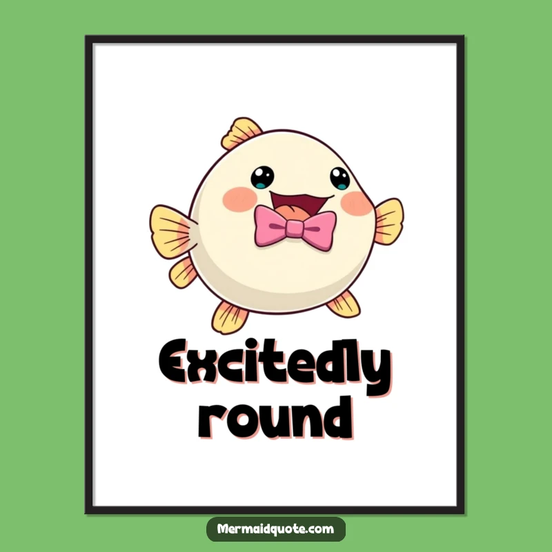 Funny Pufferfish Art Poster: Bow Tie Excitement Wall Decor Gift