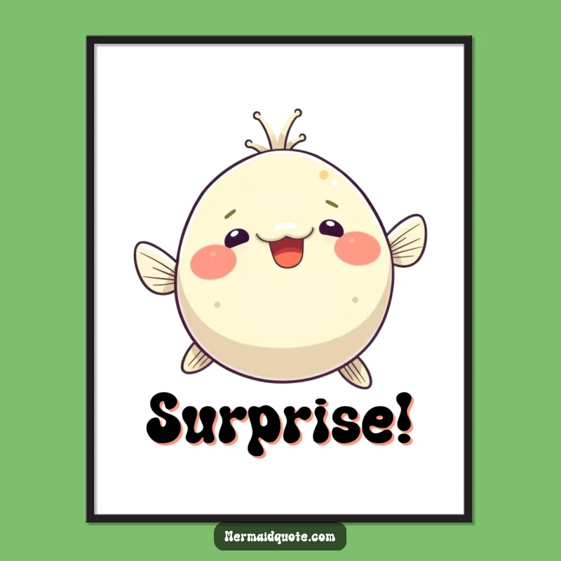 Funny Pufferfish Surprise Poster - Hilarious Blown-Up Art for Whimsical Decor