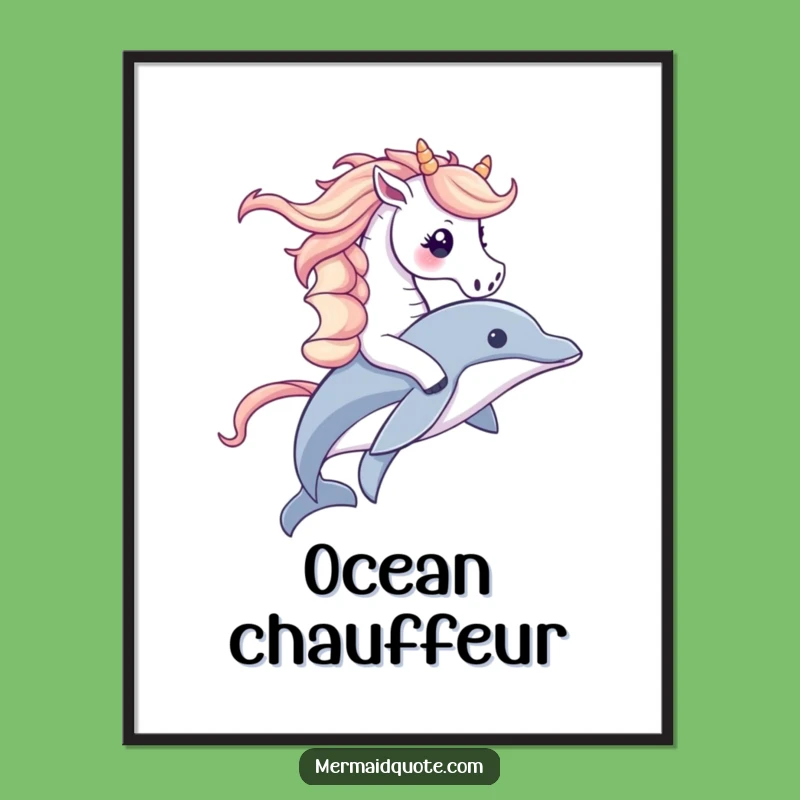Funny Seahorse Dolphin Ride Poster: Joyful Ocean Art, Perfect Funny Gift
