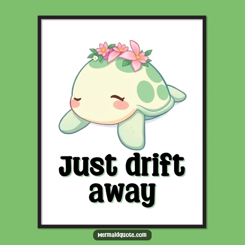 Funny Sleepy Turtle Poster - Peaceful & Whimsical Wall Art Gift!