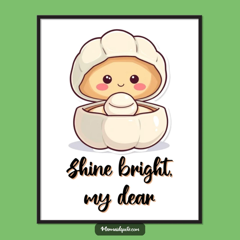 Funny Smiling Clam Pearl Poster: Vibrant Ocean Art, Instant Joy