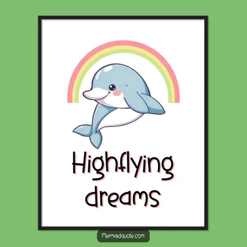 Funny Dolphin Rainbow Poster: Leaping Ocean Art Print, Hilarious Decor