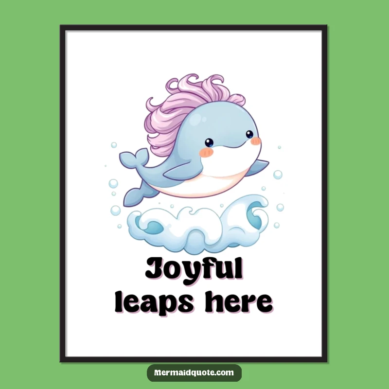 Joyful Baby Whale Leap Art Poster: Funny and Whimsical Gift for Wall Decor
