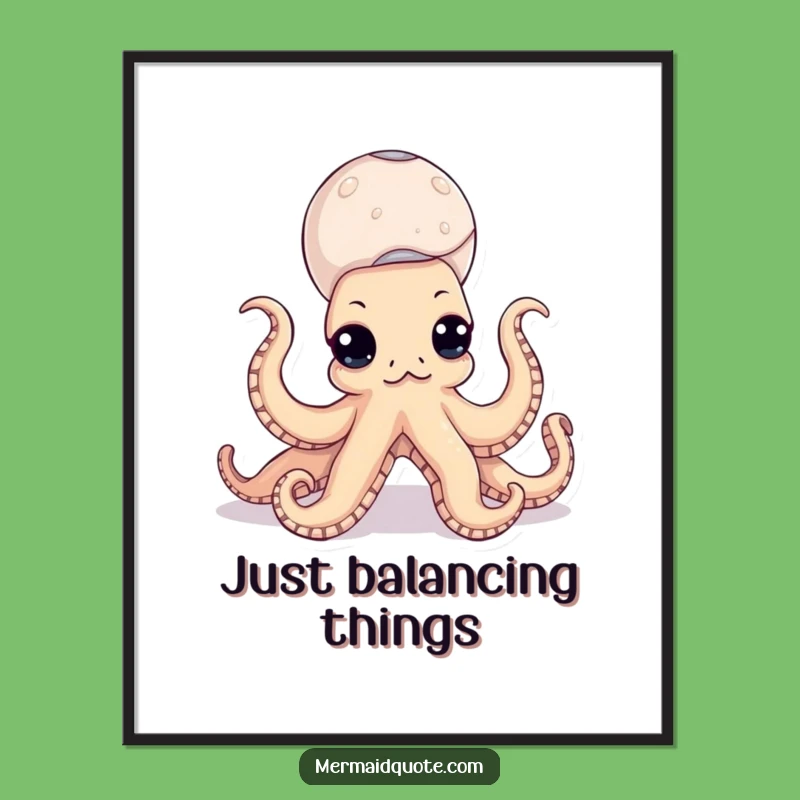 Funny Octopus Seashell Art Poster - Quirky Wall Decor & Gift