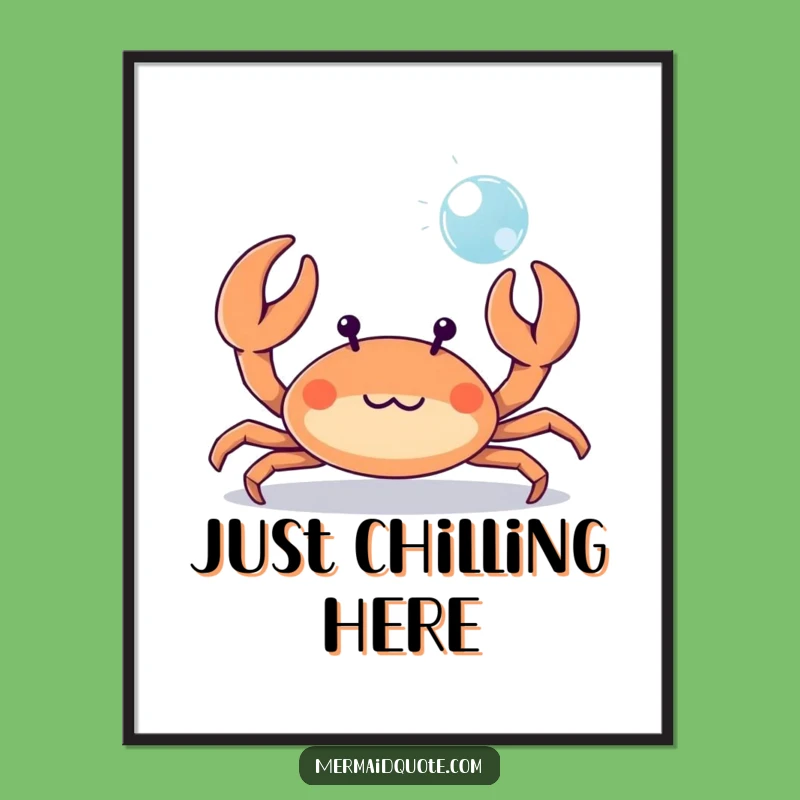 Funny Crab Bubble Poster: Decorate with Playful Seaside Charm