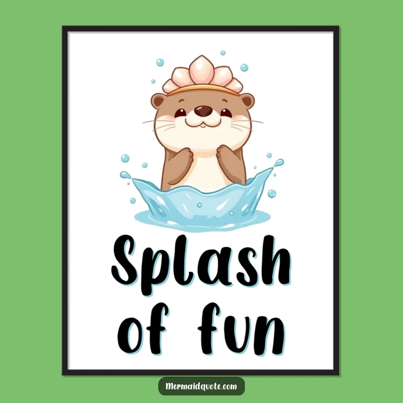 Kawaii Otter Splash Art Poster: Adorable and Funny Gift for Cute Decor