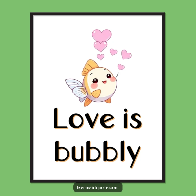 Funny Angelfish Heart Bubble Poster - Charming Wall Art for a Romantic Touch